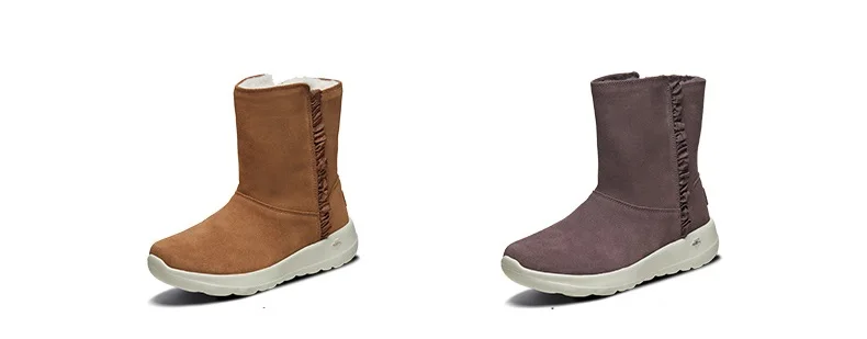 Skechers/женские зимние ботинки; коллекция года; теплые зимние ботинки до середины икры из плюша; удобные повседневные ботинки из хлопка; Botas Mujer; 15525-BLK