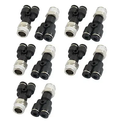 

10 Pcs Air Pneumatic 1/4" PT to 4mm Y Shaped Push in Connectors Quick Fittings