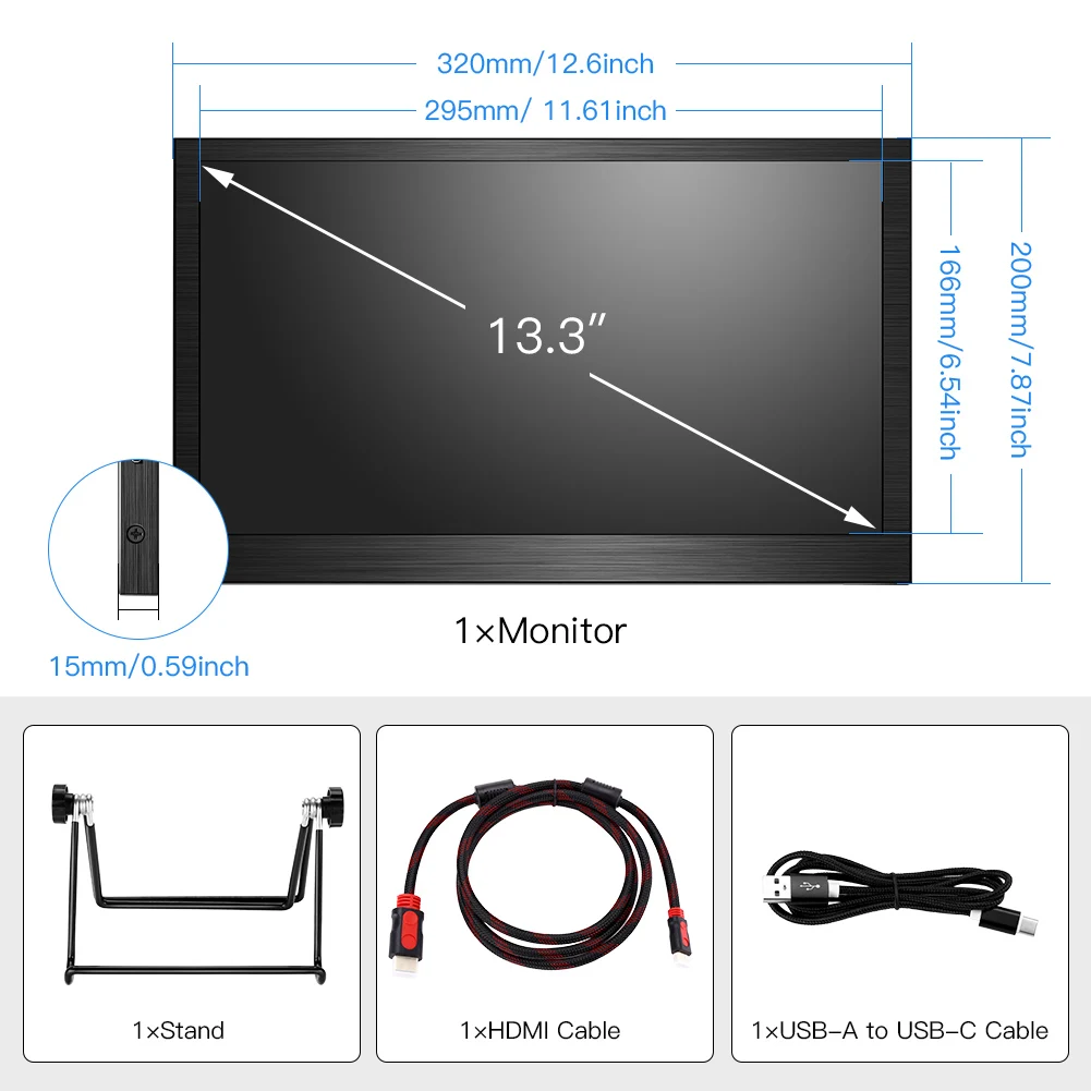 EYOYO тонкий портативный ЖК hd монитор 13," usb type c mini hdmi для ноутбука, xbox, переключатель, малина, cctv дисплей ЖК-игровые мониторы