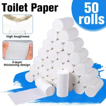 

50 Rolls/Lot Fast Shipping Toilet Roll Paper 4 Layers Home Bath Toilet Roll Paper Primary Wood Pulp Toilet Paper Tissue Roll