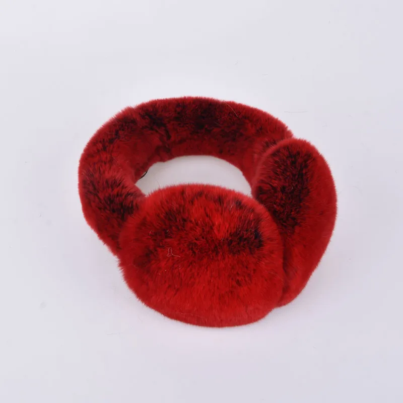 Black red Frost Натуральный мех кролика Рекс наушники мужские теплые модные wo мужчины Россия зима натуральный мех наушники детские меховые наушники для девочек - Цвет: Black red Frost