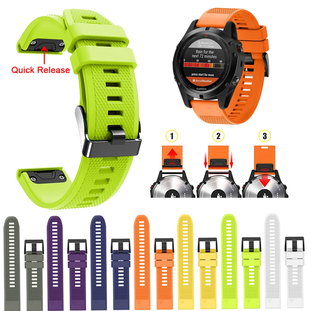 

Silicone 26mm Quick Release Watchband Wriststrap for Garmin Fenix 3 3HR 5X 5X plus D2 6X 6X Pro Watch Easyfit Watch Wrist Band