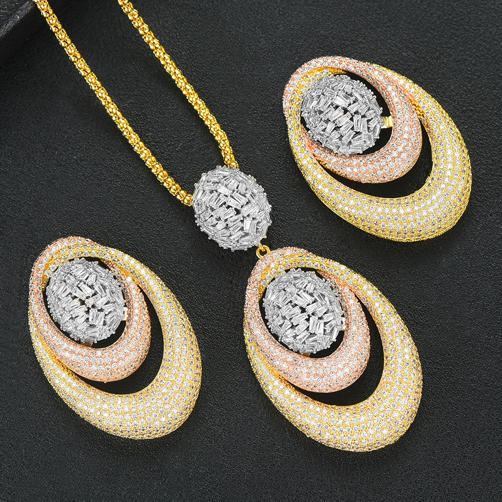 Missvikki благородный Дубай женские свадебные подвески-сережки ожерелье ювелирный набор прекрасный супер CZ Новый дизайн модные аксессуары Missvikki благородный Дубай женские свадебные подвески-сережки ожерелье ювелирный набор прекрасный супер CZ Новый дизайн модные аксессуары