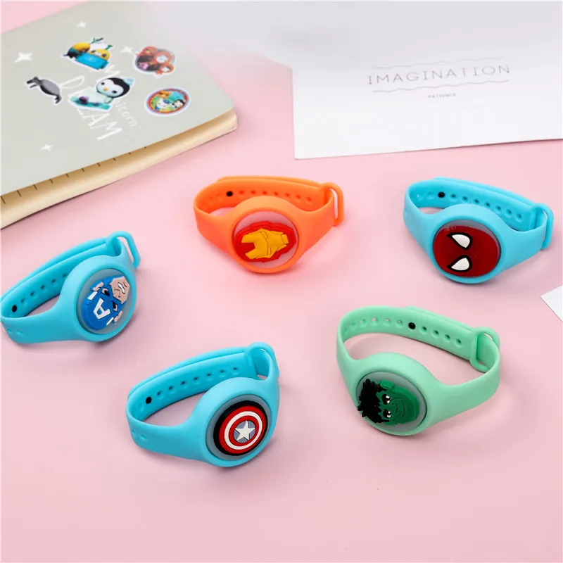 

Marvel Avengers Alliance Mosquito Watch Us Captain Spider Man Flash Outdoor Mosquito Repellent Wristband for Children