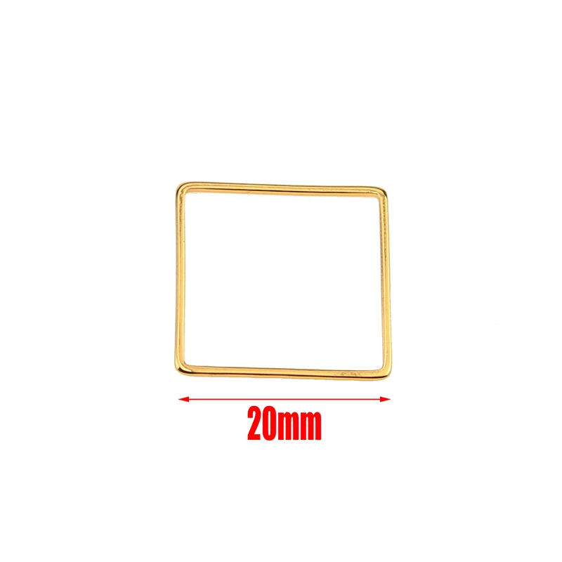 Square gold 10 шт нержавеющая сталь Золото геометрическое сердце треугольник крест КАПЛЕВИДНАЯ звезда круг шестигранное соединение соединители фурнитура для украшений компоненты - Цвет: Square gold