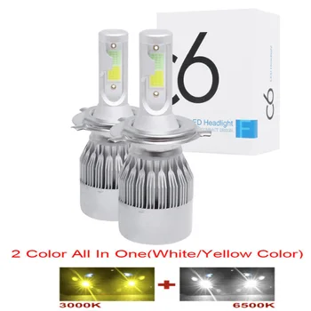 

2pcs LED Car Lights H8 H9 H11 H7 HB3 HB4 9005 9006 H27 880 881 H3 H1 LED Headlight Bulb Dual Color car Fog Lamp White Yellow