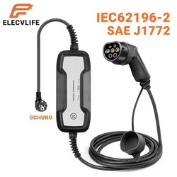 EV Chargeur Type 2 IEC62196 J1772 Type 1 Niveau 2 EVSE 10A/16A Véhicule Électrique Boîte De Chargement Portable Câble De Charge Prise Schuko 