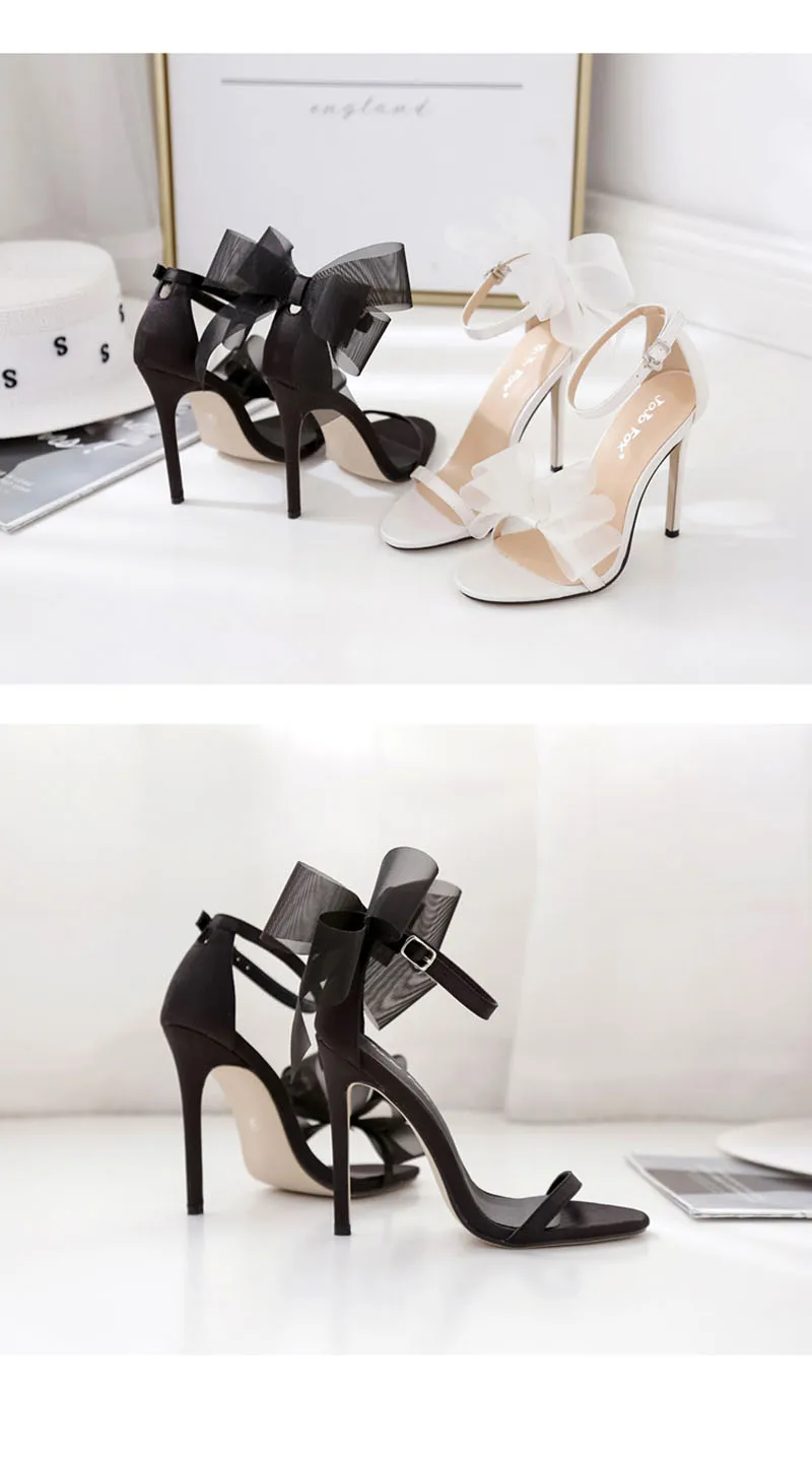 New Women Summer Ankle Strap high heel Sandals Lacework Thin High Heels 8 cm Flock Pumps Office Party Shoes dropshipping