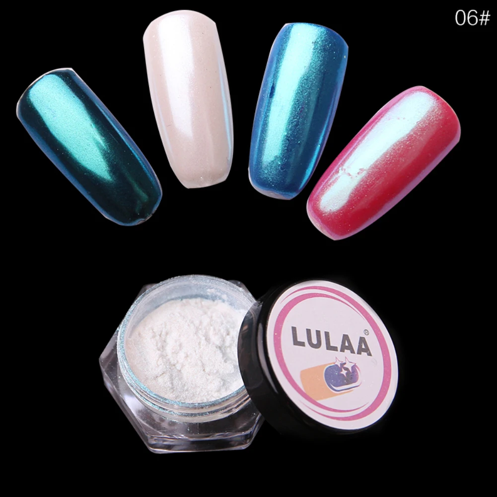 Lulaa 1 коробка Волшебная зеркальная пудра для ногтей перламутровая втирка для ногтей пыль маникюр Дизайн ногтей Блеск хром порошок украшения для ногтей TSLM1