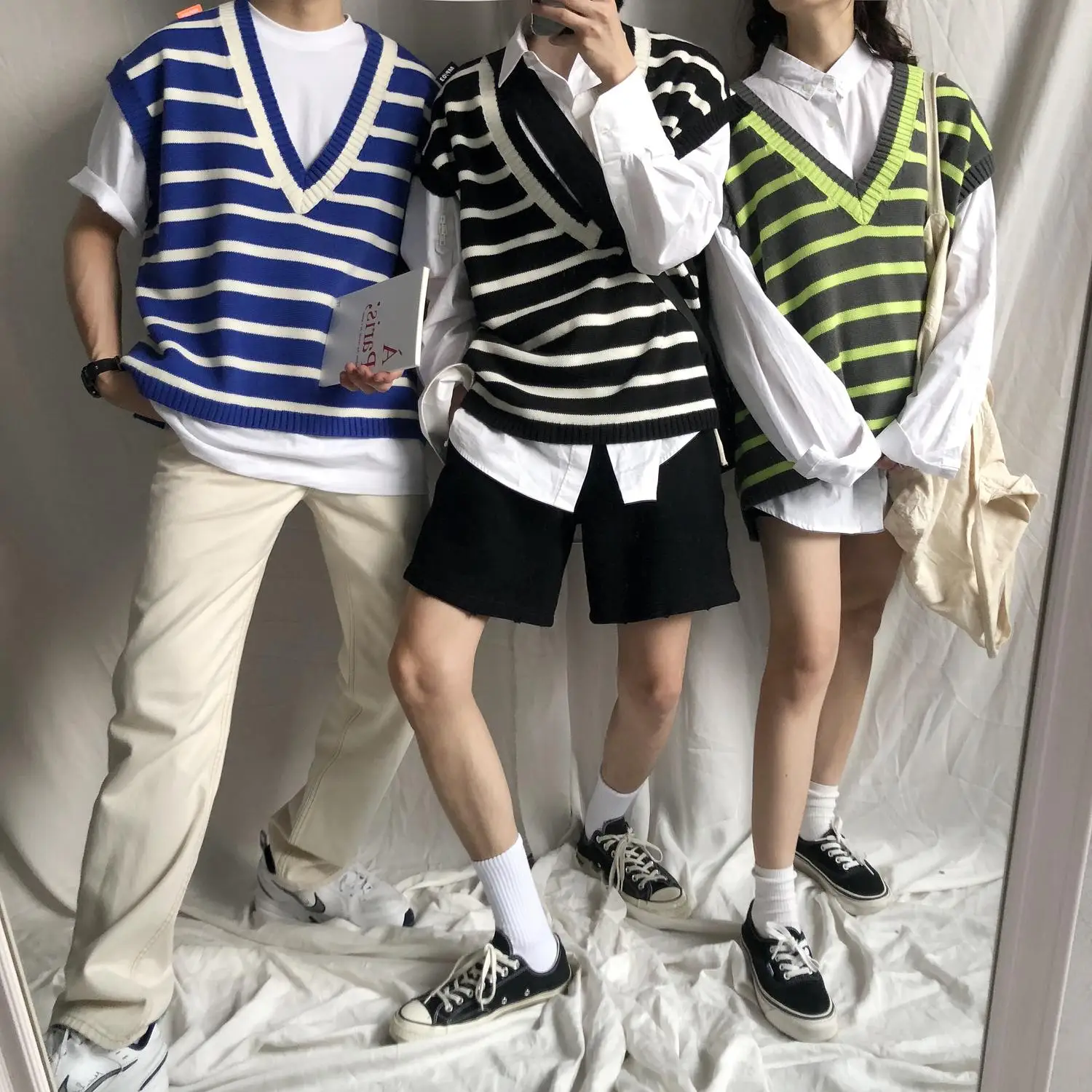 

New loose sleeveless sweater spring autumn Women vest sweaters knitting vest joker knitted vest wool oversize Girls Pullover