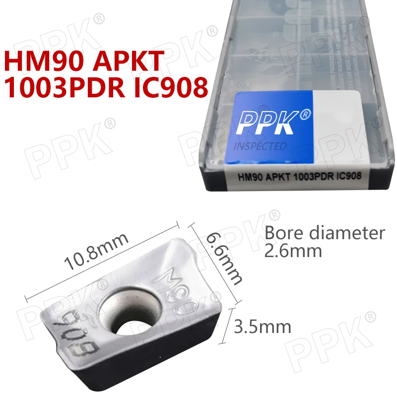 10 шт. HM90 APKT 1003PDR IC908 токарные инструменты карбидная вставка токарный станок