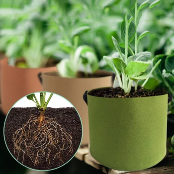 

4 Pcs Thickened Fabric Pots Plant Growing Bag Planter Bags with Handle Straps Breathable Vegetable Reusable Pot Planter Bag