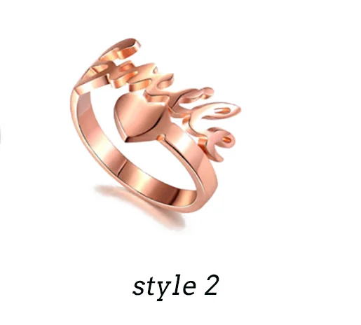 Personalized Love Heart Name Ring Custom Nameplate Ring Letter Anillos Mujer Couple Jewelry Gift Stainless Steel Rings For Women - Цвет основного камня: style 2