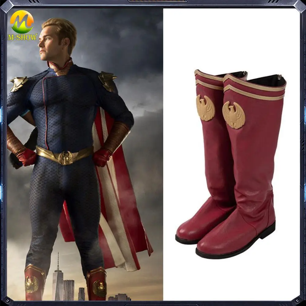 

The Boys Season 1 Homelander Cosplay Costume Boots Men Red Leather Boots for Halloween Party Homelander Shoes Custom Made