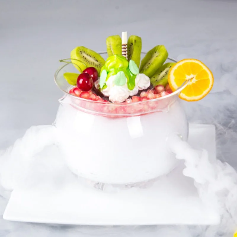 

Creative Molecular Cuisine Cuisine Transparent Glass Bowl Dry Ice Vegetable Fruit Salad Bowl Artistic Conception Glass Tableware