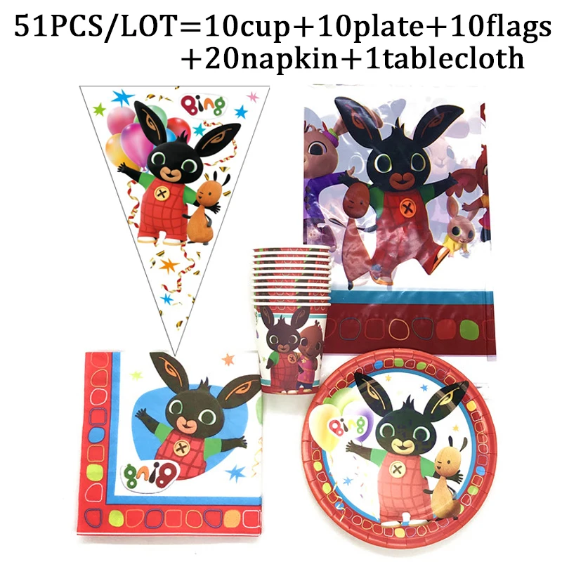 

Rabit Party Supplies Paper Cup Plate Birthday Party Supplies Decoration Banner Cartoon Rabbit Party Tablecloth Wedding Party Set