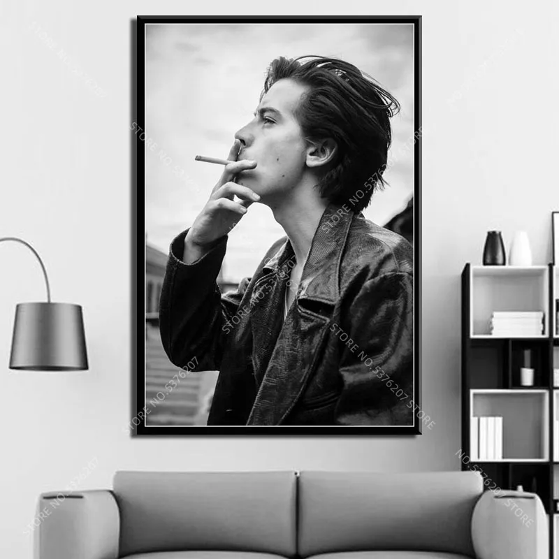 

G540 Art Decor Cole Sprouse Smoking Black and White Movie Star Actor Riverdale Wall Art Canvas Painting Silk Poster