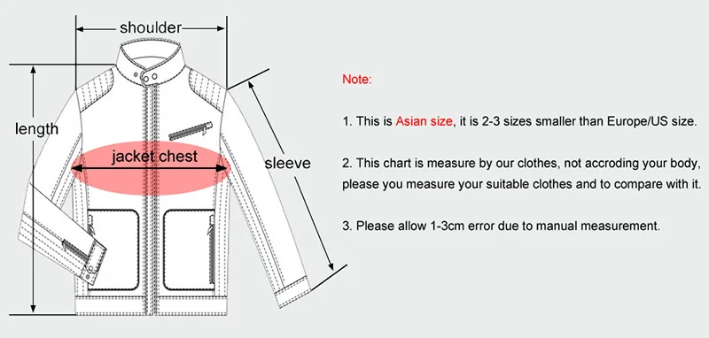 A diagram showing the measurements of a snug winter warmth jacket.