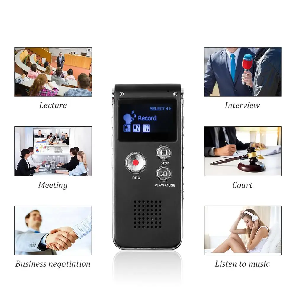 Диктофон kebidumei 8 ГБ USB диктофон цифровой аудио для бизнеса с MP3 плеером встроенным