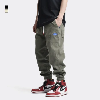 

Japanese Vintage Fashion Men Jeans Loose Fit Army Green Khaki Casual Cargo Pants Street Designer Hip Hop Jeans Men Joggers Pants