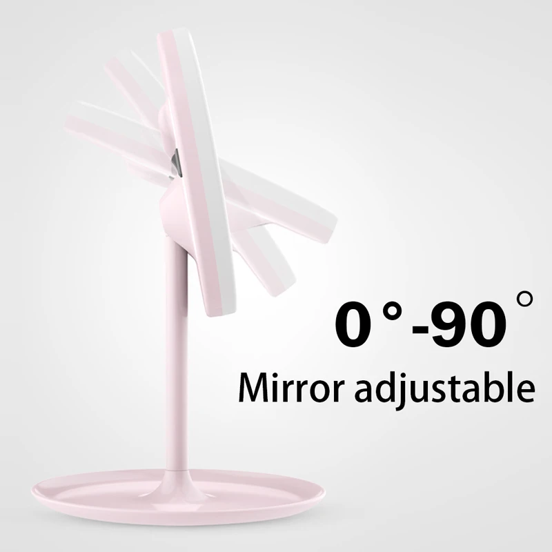 Led Light Makeup Mirror Desktop Rechargeable Vanity Mirror Desktop Folding Professional Beauty Portable Mirror With LED Light