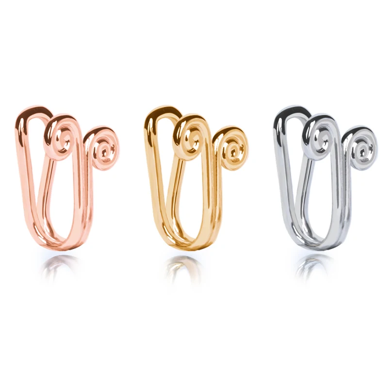 Fake Nose Piercing Ring Nose Cuff And Stud Jewelry Cooper Curve Shape Nose Clip Non Piercing Nose Ring Clip Ear Clip