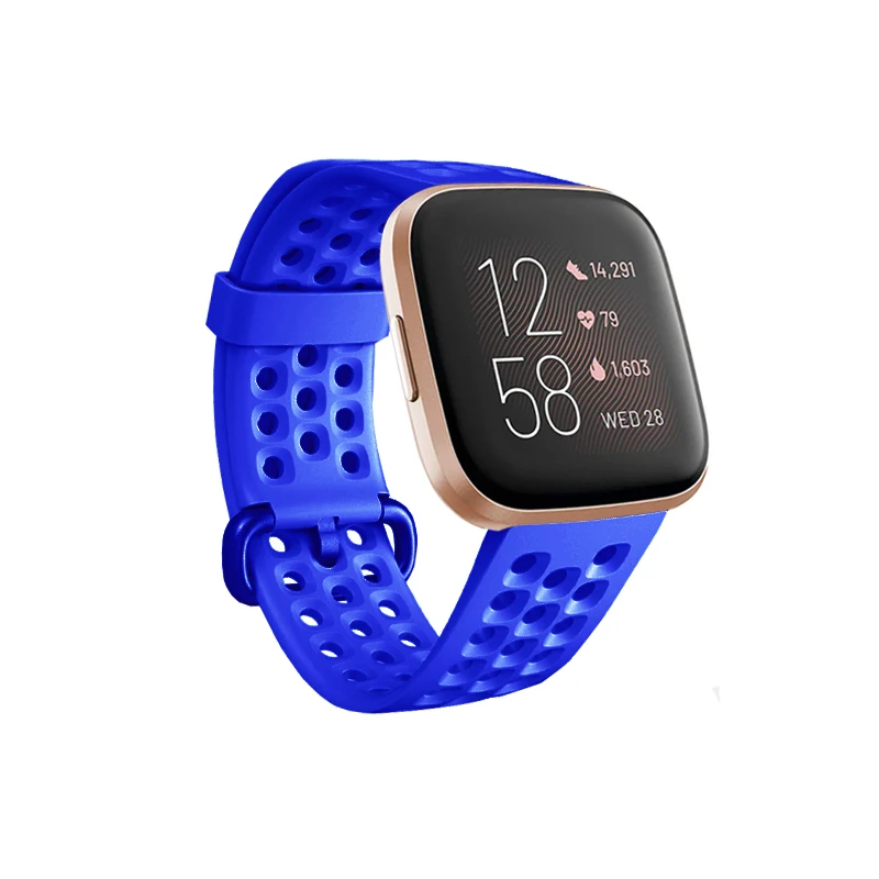 blue Замена для Fitbit Versa полос черный, дышащий спортивный ремешок совместим с Fitbit Versa/Versa Lite Edition/Versa 2 - Цвет: blue