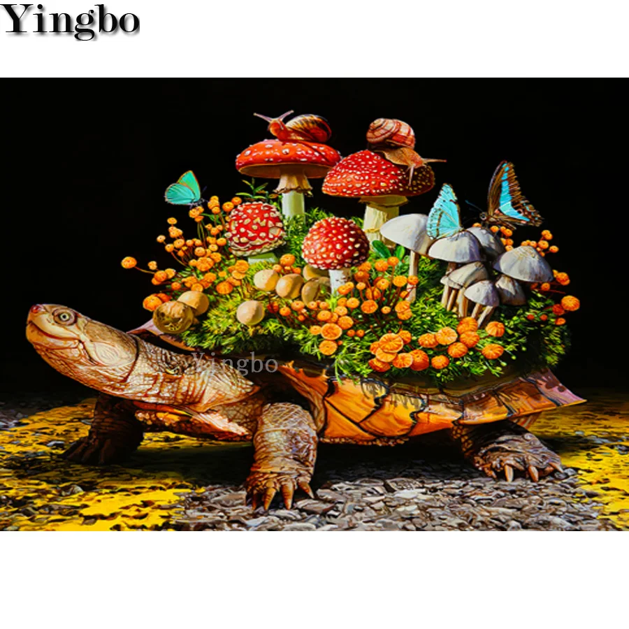 

DIY Diamond painting cross stitch Turtle animal butterfly abstract full drill round Mosaic diamond embroidery picture gift 2020