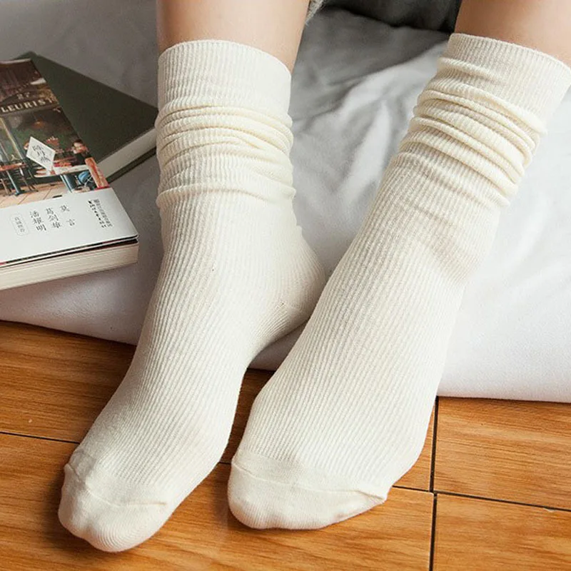 Beige Хлопок Для женщин носки, одноцветные, Цвет Ретро лес Стиль носки, японский стиль гольфы мягкие дышащие носки черный, белый цвет дропшиппинг - Цвет: Beige