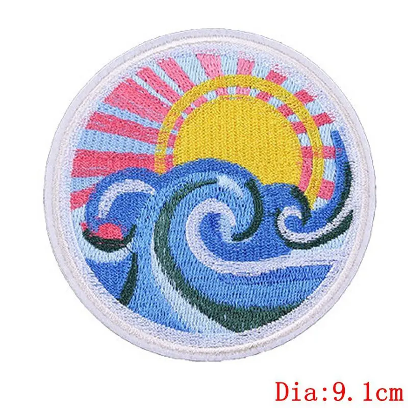 Pulaqi круглые UFO parches железные нашивки для одежды DIY полосатая одежда наклейки астронавт значки кошка нашивка единорога - Цвет: PE2144CT
