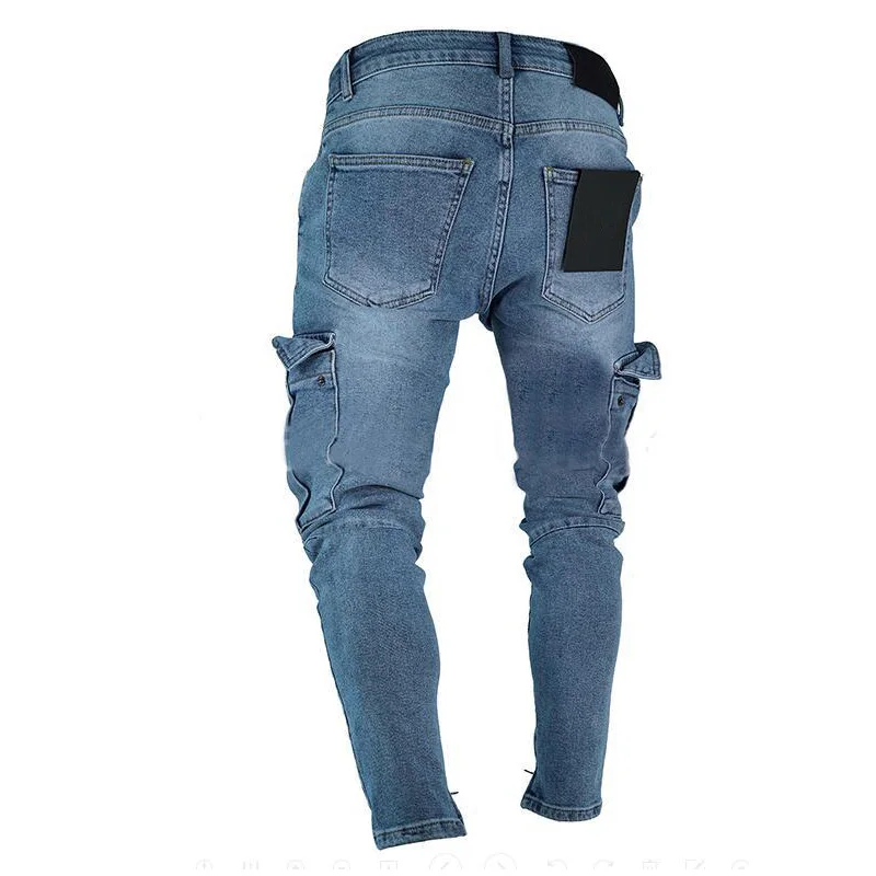 KENNTRICE Streetwear Men Cargo Pants Jeans Big Pockets Skinny Denim Pants High Quality Men Trousers Big Size 4XL