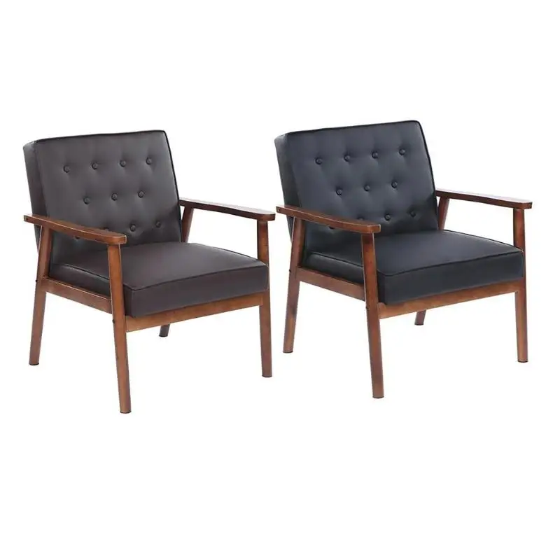Retro Modern Fabric Upholstered Wooden Lounge Chair Multicolor