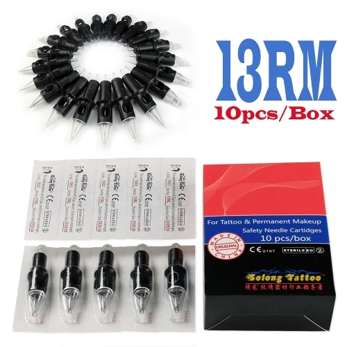 10 шт. Solong 5RM/7RM/9RM/11RM одноразовый круглый изогнутый Magnum RM для татуировки поворотный картридж для ручки иглы поставка стерильных игл
