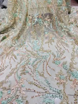 

fashionable tulle embroidery french net lace fabric JIANXI.C-598803 with beads for party dress