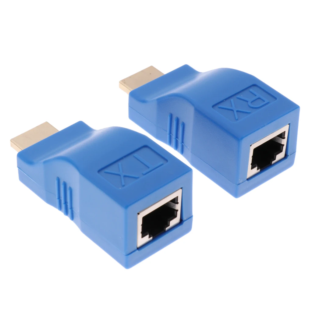 Синий HDMI 30 м удлинитель к RJ45 Cat5 сетевой LAN Ethernet адаптер