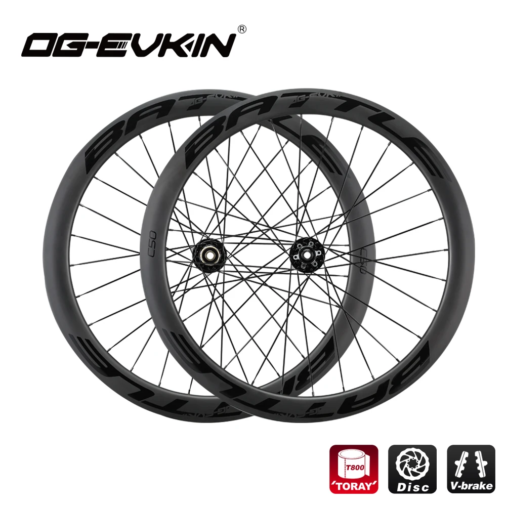 OG-EVKIN RW002 NEW Carbon Wheels Road Clincher V Brake 45mm Bike Wheel Disc Brake 25mm Road Bicycle Wheelset Black