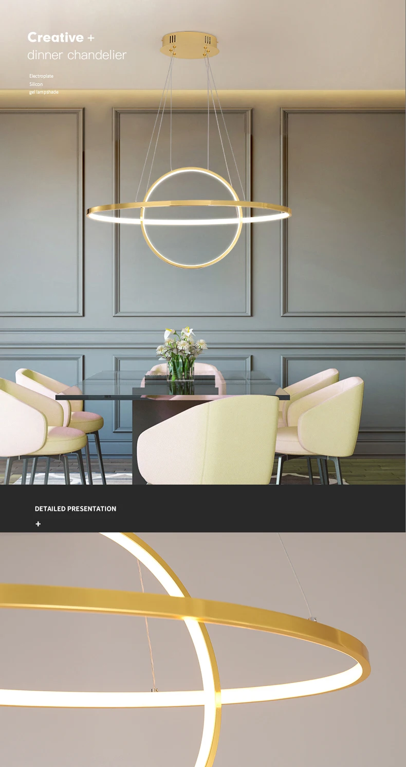 Хромированная/позолоченная современная светодиодная Люстра для столовой, кухни, спальни, магазина, AC90-260V, простая подвесная современная люстра