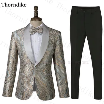 

Thorndike Tuxedos for Formal Wedding suit (Blazer+Pants) Custom Made Shawl Lapel Groom Tuxedos Elegant Patty Prom Stage Tuxedos