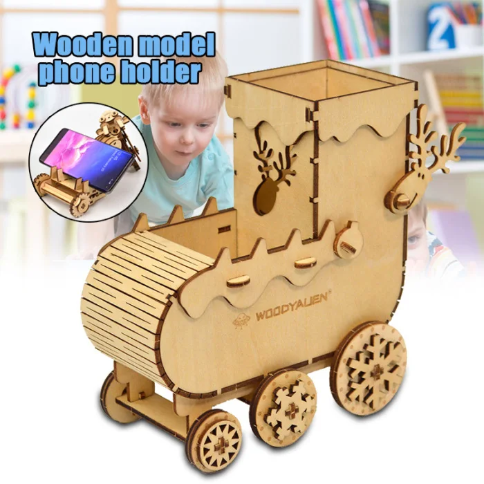 DIY деревянная 3D модель головоломки игрушка держатель мобильного телефона Сборная модель игрушки украшение дома S7JN