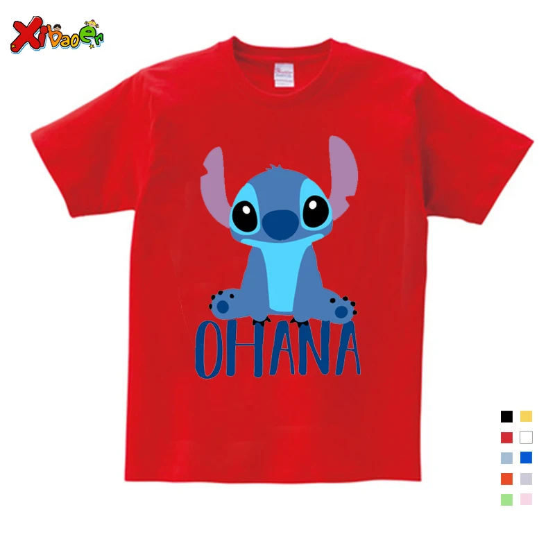 Летняя одежда для мальчиков, футболка, летние топы, футболка, Lilo& Stitch, Детская футболка, Милая футболка с героями мультфильмов для мальчиков и девочек, повседневная одежда для малышей Tees3-12 лет - Цвет: Kids T-shirt