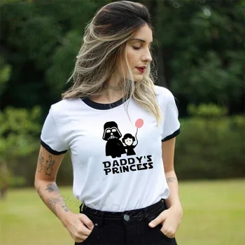 

Daddy's Princess Star Wars Darth Vader and Princess Leia Fashion Women T-shirt 2019 Tumblr Aesthetic Graphic Print T shirt Tops
