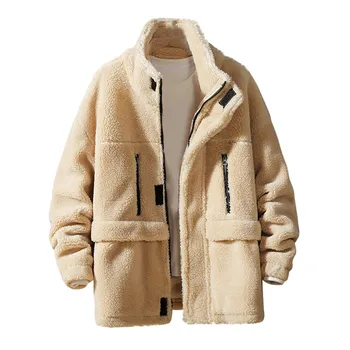 

2019 JAYCOSIN Jackets Men's Autumn Winter Casual Pure Color Lamb Woolen Cotton-padded Jacket New Fashion Coat Dropshipping 1010#