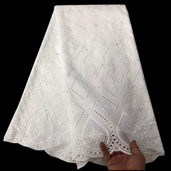 

African Swiss Voile Lace In Switzerland 2019 High Quality Swiss 100% Cotton Lace Fabric With Stones For Wedding Dress XV-985