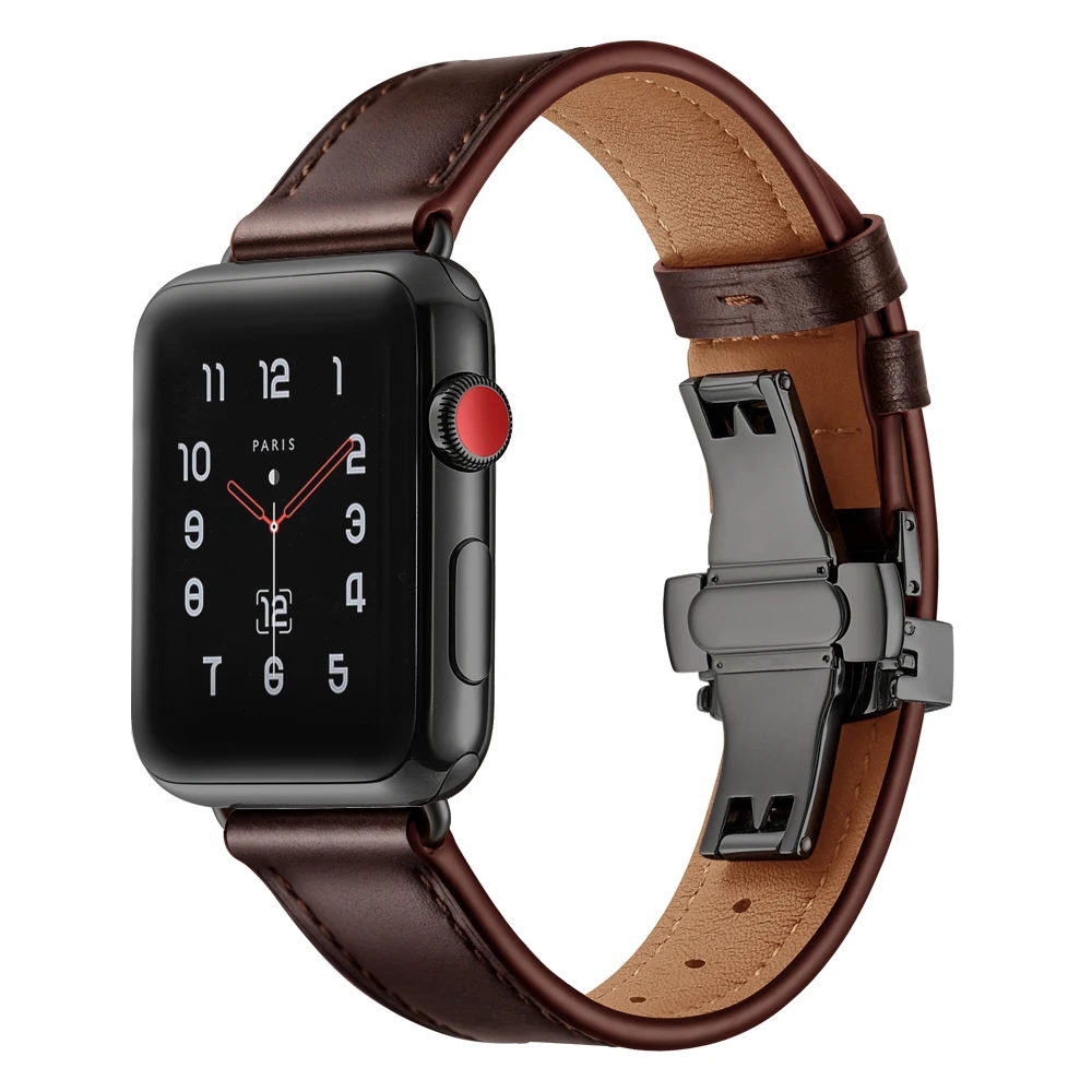 Подходит для apple watch series 5 44 мм ремешок топ из натуральной кожи ремешок браслет для iwatch 5 40 мм correa Ремешки для наручных часов