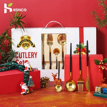 

24PCS Cutlery Set, Elegant Life Flatware Set,Stainless Steel Cutlery Knife Fork Spoon Silverware Set for Christmas Gift Box