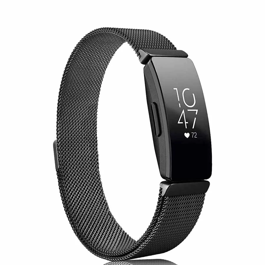 Для Fitbit Inspire HR Band Замена Миланская петля магнитный браслет из нержавеющей стали Betl для Fitbit Inspire аксессуары - Цвет: Черный
