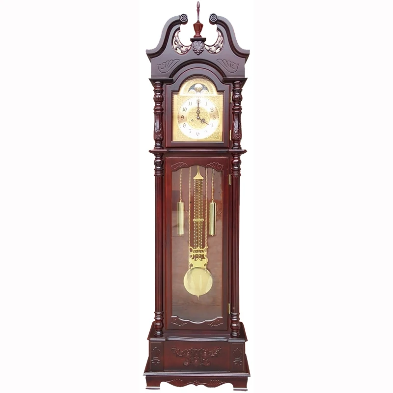 antique pendulum carved wooden solid wood mechanism Movement floor standing clock