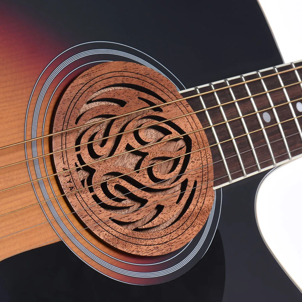 

Hot New Guitar Wooden Soundhole Sound Hole Cover Block Feedback Buffer Mahogany Wood for EQ Acoustic Folk Guitars