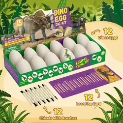 Kit de escavação de ovos de dinossauro, 12 modelos de dinossauro, brinquedos educativos para crianças