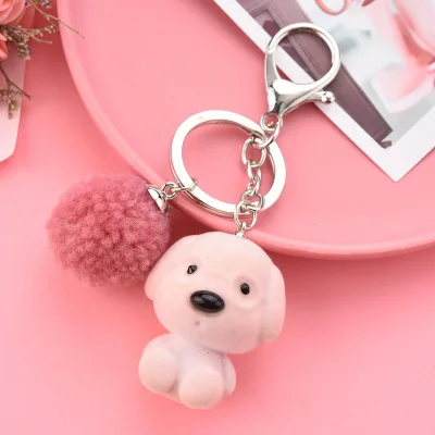 

Acrylic Dog Pompom Keychain Pom Pom Key Chain Fluffy Fur Ball Key Ring Cute Plush Keyring Women Bag Charm Accessories